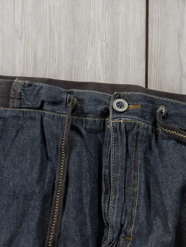 1990's Essentials Cargo Jeans Plus Size 26/28 Elastic Waistband Drawstrings Pants Pockets Vintage