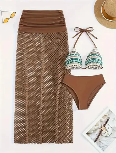 Andrea’s Deal NWT AD Tribal Print 3 Piece Set Bikini, SIZE L