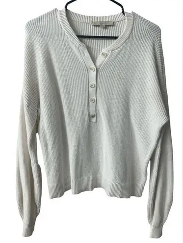 Loft  White Sweater With Buttons 100% Cotton Size Medium