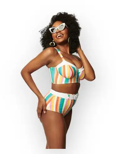 Unique Vintage new ミ Marlene Bikini Swim Top ミ Rainbow Pride Stripes ミ Small ミ