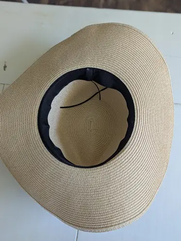 Beach It Up Tan Straw Hat with Braided Rope Tassels — Never Worn