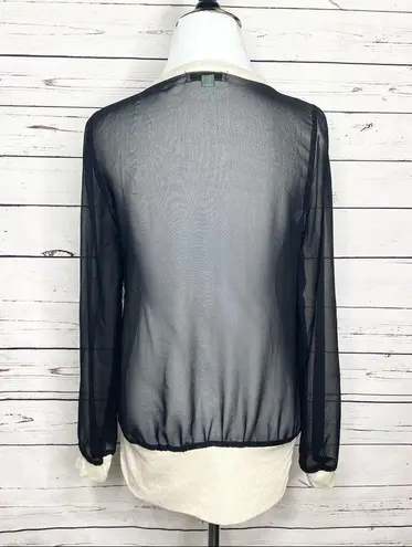 Camilla Tree Sheer Sleeve Lace Cardigan Size Small Black & Cream