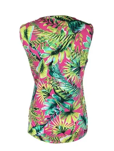 Tommy Bahama Golf women's small quarter zip sleeveless collared tropical polo