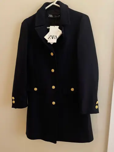 ZARA Navy Wool Coat