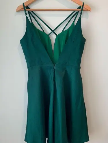 Minuet NEW Green Strappy Open Back Plunge Neckline Mini Party Dress Medium M