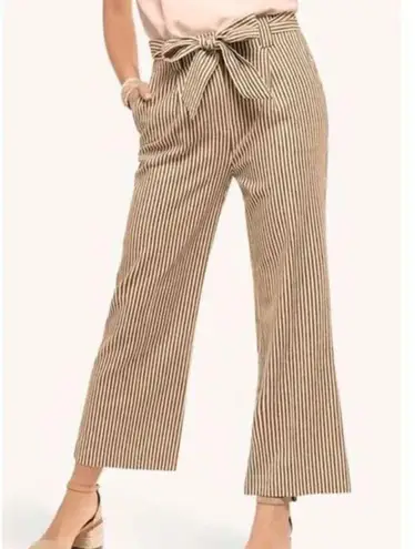 Spartina 449 Lawton Stripe Crop Pant in Tannin Stripe Hemp Cotton Blend Size 6