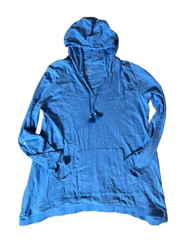 J jill light blue knit hoodie with drawstring. Size undefined