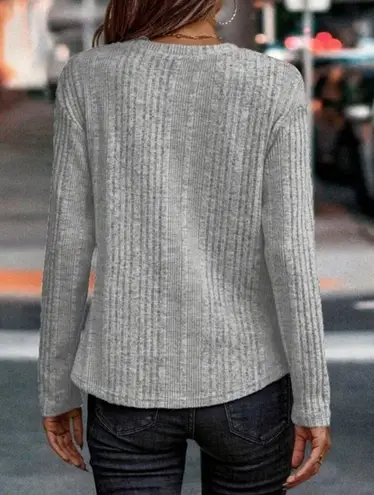 NEW Soft Gray Brushed Ribbed Loose fit Long Sleeve Top Size Extra Large