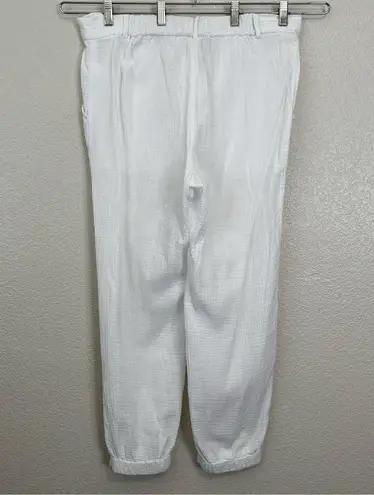 Magaschoni 100% Organic Cotton White Gauzy Women’s Pants, Sz Large