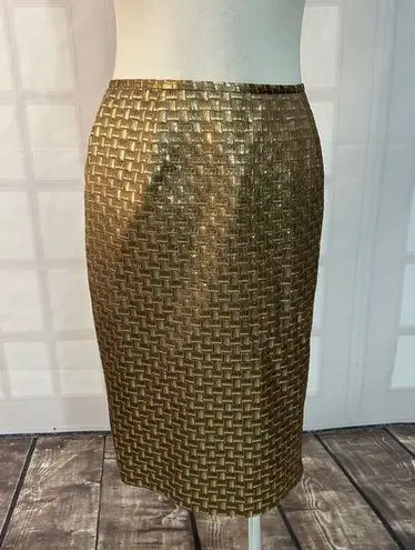 Lafayette 148  New York gold metallic pencil Skirt Size 6