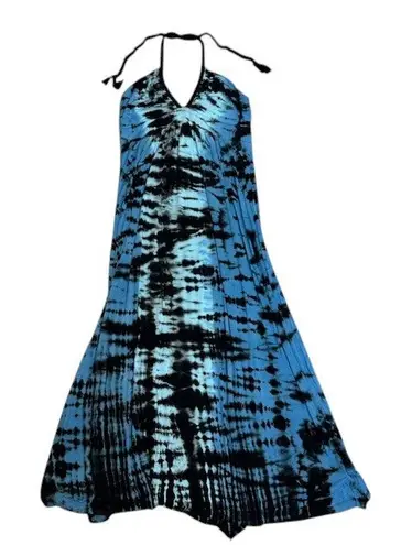Boston Proper Green Dragon for Blue Tie Dye Halter Sundress Casual Dress Sz XL