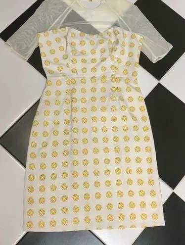 Opening Ceremony NWT Daisy Print Sheath Dress Mesh Panel Cream Pastel Yellow Y2K