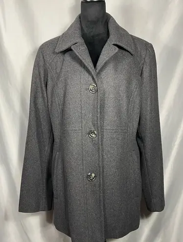 London Fog Wool Pea Coat Charcoal Gray Classiccore Dark Academia Corpcore Sz XL