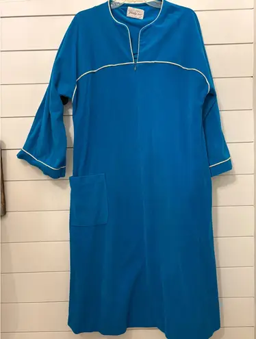 Vanity Fair Vintage Robe Womens Medium Blue Full Zip Lounger Housecoat Vintage