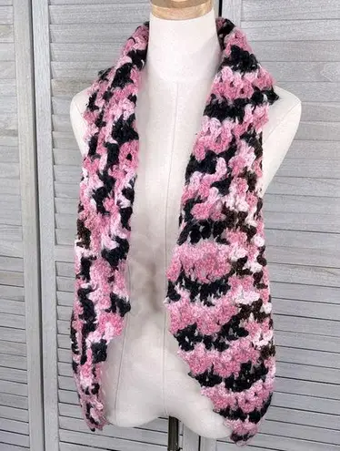 Hand Knit Crocheted Open Front Sweater Vest Pink, Black, Brown