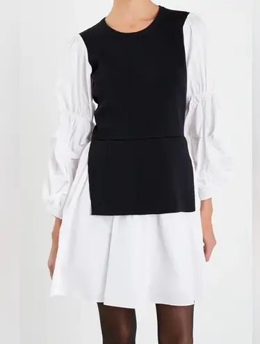 English Factory -MIXED MEDIA POPLIN MINI DRESS