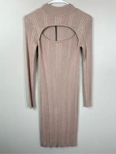 House of Harlow NEW  1960 Revolve Dress Womens S Tan Ribbed Cutout Midi Sweater