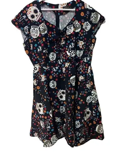 I Hot Plus Size 4XL Black Fit & Flare Dress Skulls Y2K Grunge/Goth