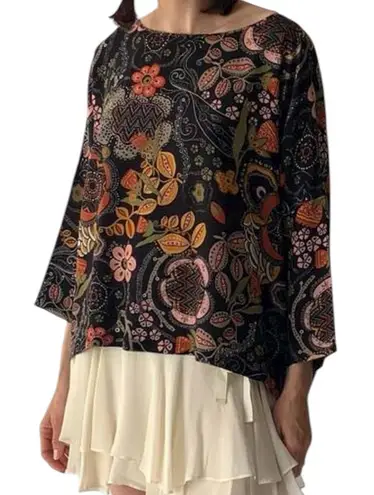 Missoni Blouse Women’s Large Silk Fall Black Floral Boho Flowy Made in Italy