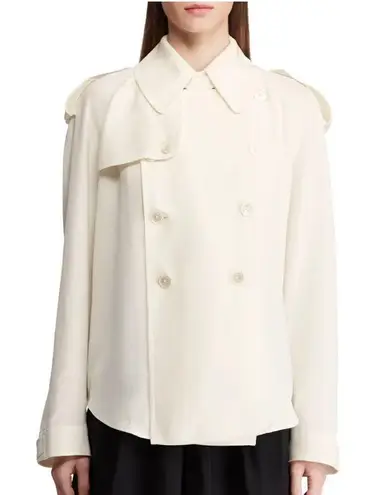Ralph Lauren Collection Charley Silk Shirt Trench Style RW2019 White Size 8