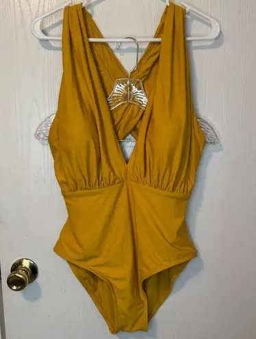 Allihop Vibrant Yellow One Piece with Plunging V