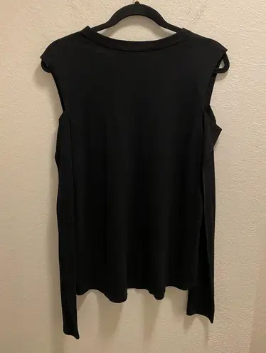 Pam & Gela Black Mock Choker Cold Shoulder Top