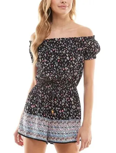 Bebop  Juniors Off-Shoulder Drawstring Waist Day Romper, Size L New w/Tag