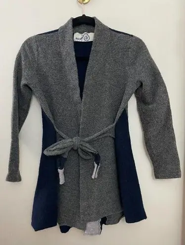 Anthropologie Anthropolgie Rosie Niera Tie Front Wool Cardigan Navy and Gray Small