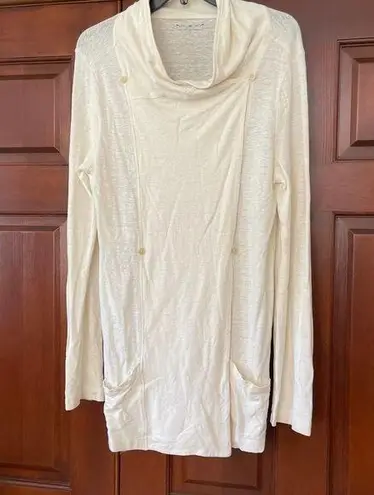 Royal Robbins lagenlook cream hemp and organic cotton button wrap tunic jacket