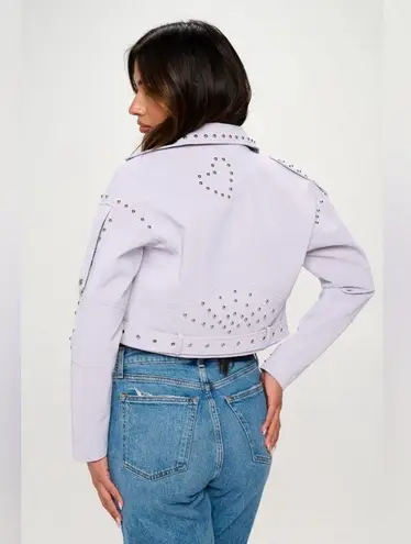 Studded Cowboy Faux Leather Jacket in Lavender Size XL