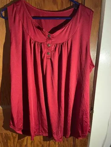 NEW Women's Red Button Up V Neck Tank Tops Sleeveless Babydoll Casual Size XL