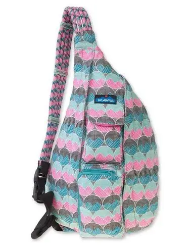 KAVU Original Rope Bag - Compact Lightweight Crossbody - Horizon Dots preowned
