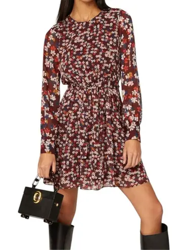 Jason Wu Collective Red Floral Tie Waist Dress Mini Crew Neck Seen on TV Size 12