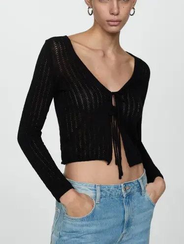 Mango  Knitted Cardigan With Ties - Image 1