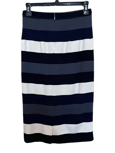 Max Mara Striped Knee Length Straight Pencil Skirt Blue Cream Size XS