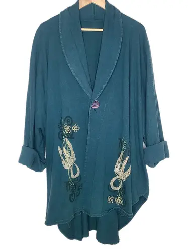 Vintage Blue Fish 1996 Phoenician Jacket Abstract Viridian Lagenlook O/S Size undefined