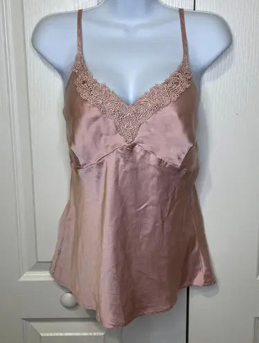 Separates By New York City Design Silk Camisole with Lace Trim Pink Size Large