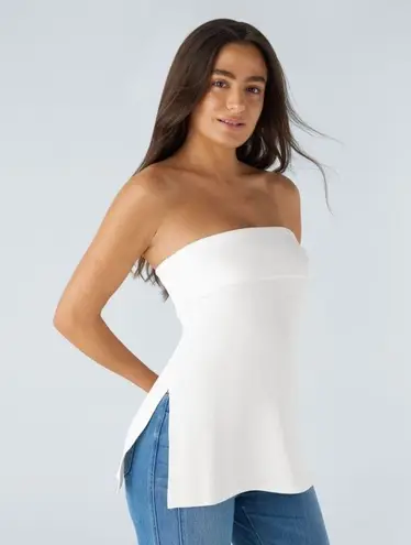 Halara Strapless Tube Top Shirt Side Slit Slim Fit Minimalist White Womens L New