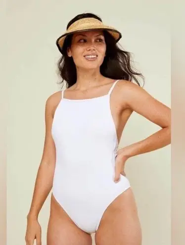 ANDIE NWT  Swim The Paloma Ribbed White One Piece Swimsuit Size L Tall