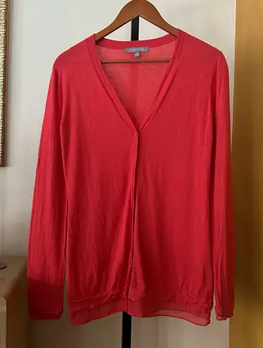 Neiman Marcus Cashmere Collection Wool Silk V-Neck Cardigan Sweater Pink Size M - Image 1