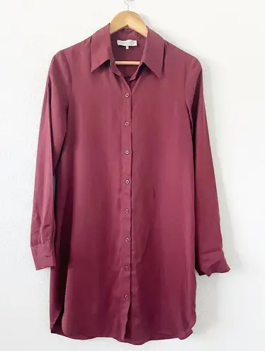 WAYF Maroon Button Down Shirt Dress