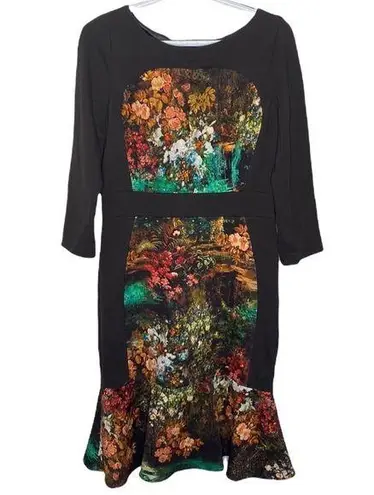 Teri Jon by Rickie Freeman scuba flutter floral midi dress size 10