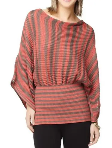 Tracy Reese New York Coral Stiped Lightweight Loose Knit Sweater Size S