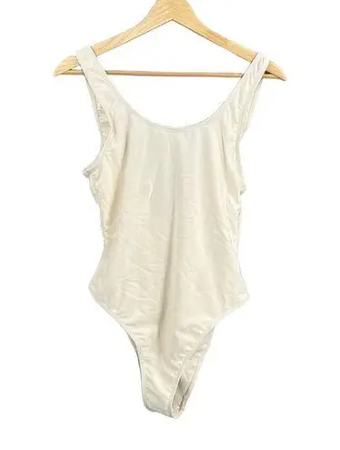 NA-KD Swimsuit One Piece Off White High Cut Leg Scoop Back Lined Medium New