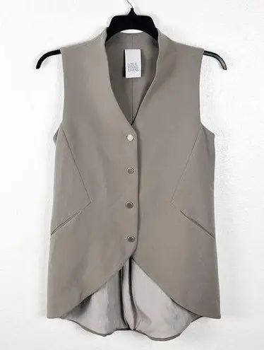 LOTUS EATERS Invincibelle Tan Button Down Hi Low Vest Made In Greece, Size Small