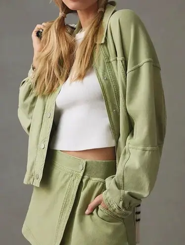 Anthropologie Daily Practice Green Cotton Blend Shacket Size L Size L