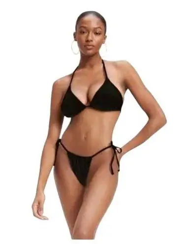 Good American  Women Black Always Fit Tiny Ties Bikini Bottom Swim Size 4X/5X