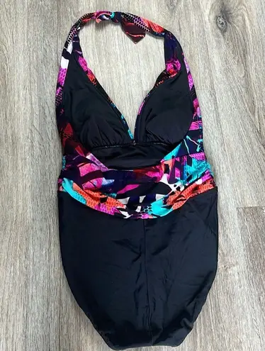 Aqua Green Gathered Waist One Piece Swimsuit Size