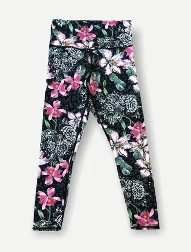 Evolution and creation FLORAL CHEETAH 7/8 LEGGING. Black Floral Print High Rise Workout Capris