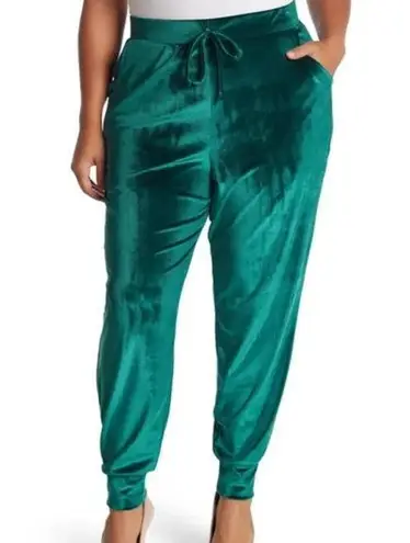 Curvy Sense Green Velvet Joggers NEW Size 1X Green